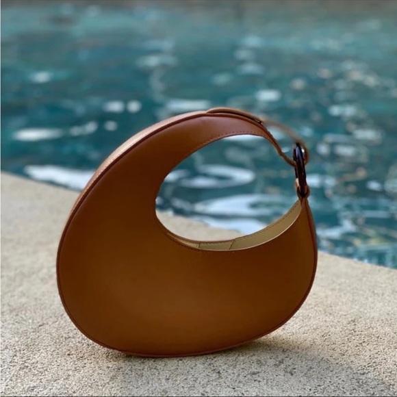 New Retro designer half moon tote bag | brown tan - Picture 13 of 16